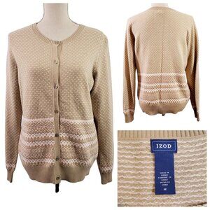 Izod Women’s Fair Isle Button Down Long Sleeve Cardigan Sweater – Size Medium